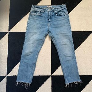 Zara Raw Hem Straight Leg Jeans